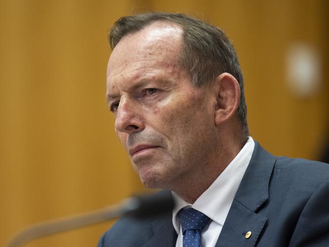 CANBERRA, AUSTRALIA - MAY 1: Former Prime Minister Tony Abbott appears before the working committee for the Voice to Parliament at Parliament House Canberra. Picture: NCA NewsWire / Martin Ollman