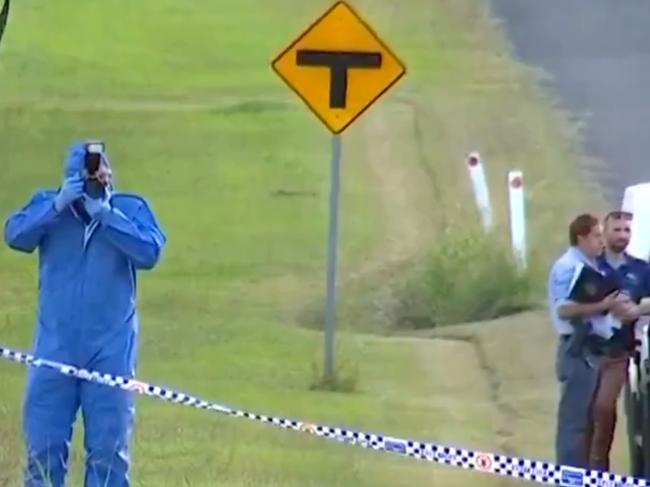 Police pictured at a Running Creek Road property near Kilkivan where a man was stabbed and police shot the other other person Picture 7News