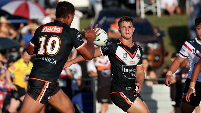 Jock Madden showed his wares in the halves for Wests Tigers. Picture: Damian Shaw