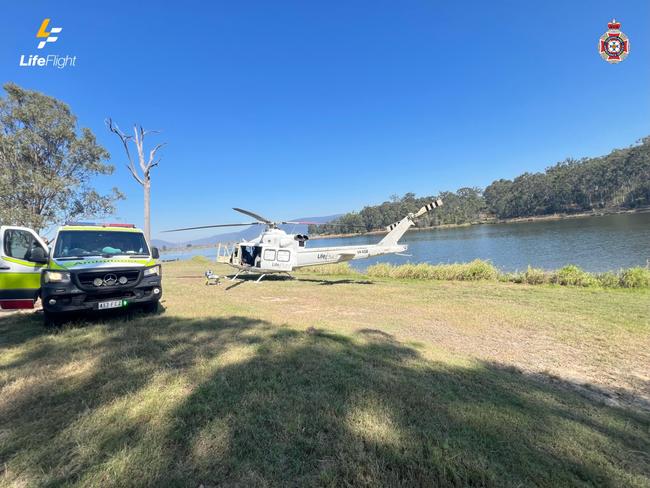 A man in his 60s was flown to hospital after a water skiing accident at Somerset Dam. Photo: LifeFlight.