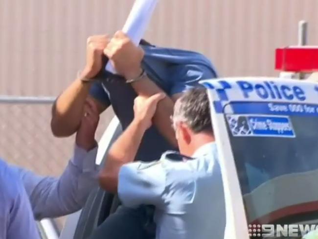 Police arrest 42yr old electrician Haisem Zahab in Young. Picture: Channel 9