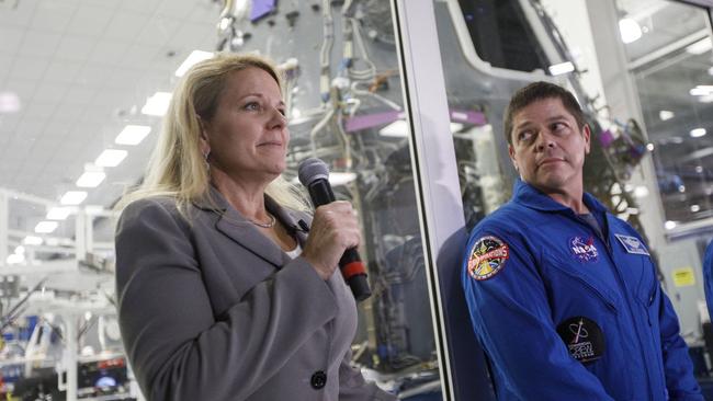 SpaceX President Gwynne Shotwell alongside astronaut Bob Behnken at a NASA visit to SpaceX headquarters.. Picture: supplied