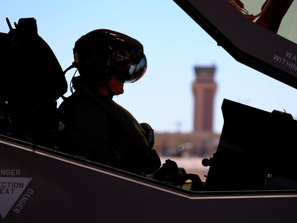 Australian Pilots training in the F35 fighter Jets Luke Airforce Base in Phoenix Arizona. Squadron leader call sign “Belly” before a flight. Picture: Nathan Edwards