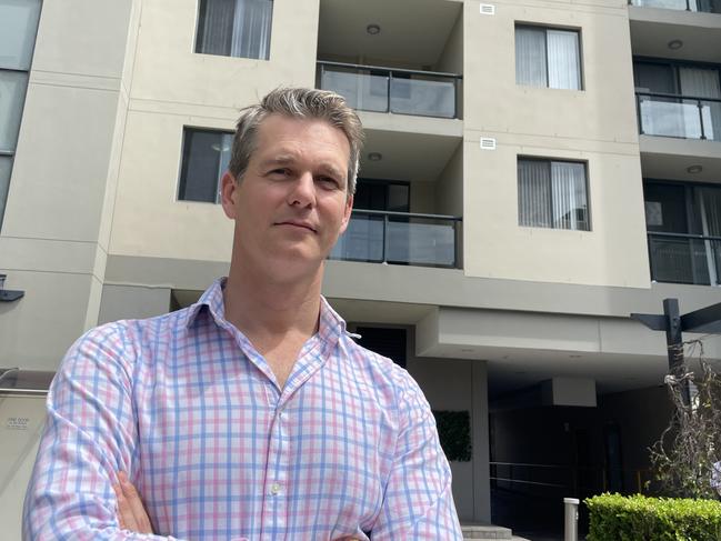 Parramatta federal Labor MP Andrew Charlton at North Parramatta. He is discussing affordable housing and the increase of average rental prices in the region.