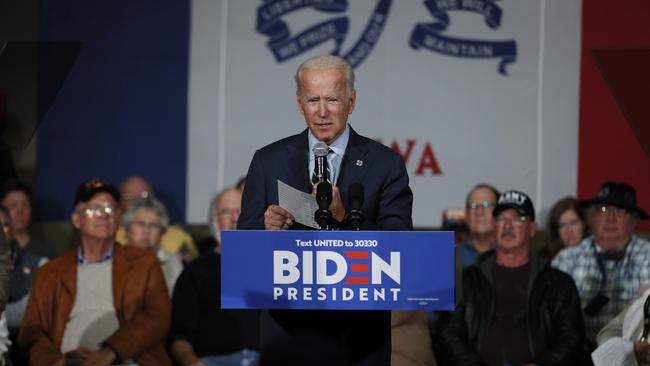 Democratic presidential candidate, former Vice President Joe Biden. Picture: AP