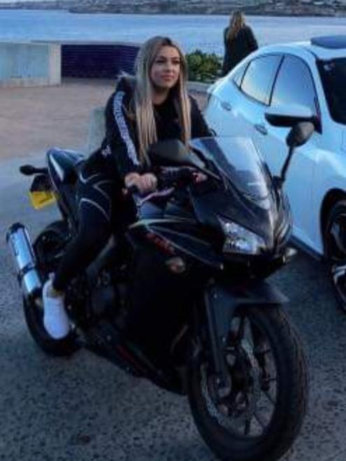 Sonja Christian on her motorbike.