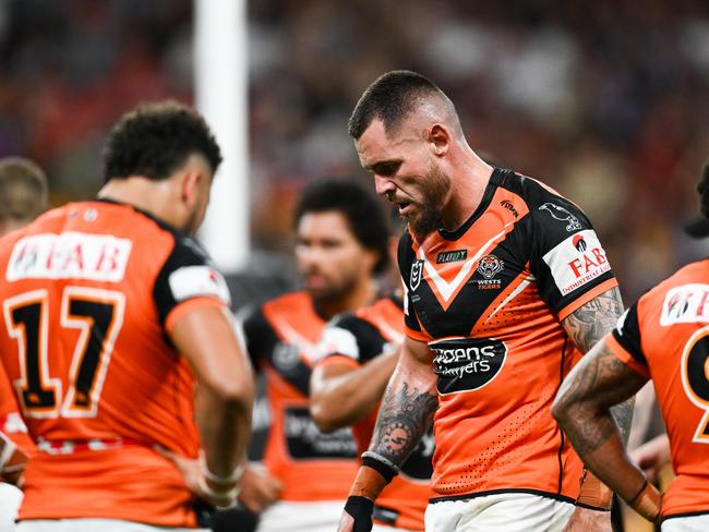 NRL 2023 RD05 Brisbane Broncos v Wests Tigers - David Klemmer, Dejection. Picture: NRL Photos