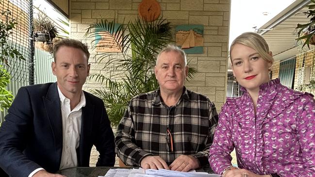 Opposition Leader Davis Speirs and health spokeswoman Ashton Hurn with Seaview Downs man Graham Wilson. Picture: Supplied