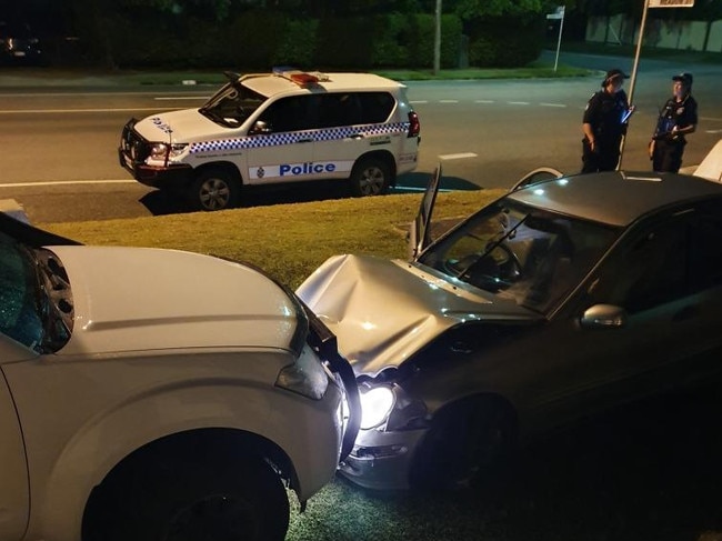 A driver had crashed into their rental home’s front yard damaging the family’s ute. Picture: Joanne Hallan