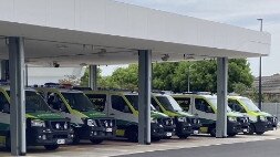 Ambulances ramped at Lyell McEwin Hospital. Picture SASMOA