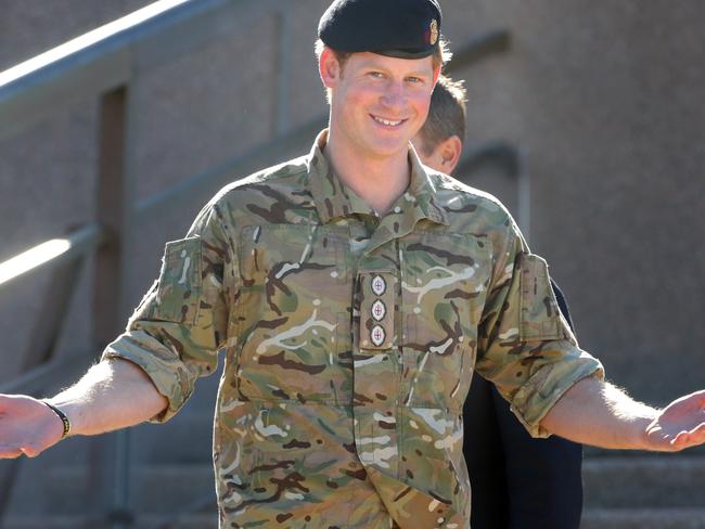 Prince Harry arrived by boat at the Man of War steps and was greeted by the Premier Mike Baird. Picture Cameron Richardson