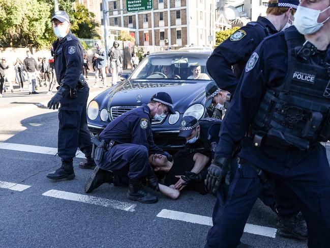 The NSW Police Commissioner has warned that ‘up to 1000 officers’ will be out to enforce the law at any protests on Saturday. Picture: NCA NewsWire/Flavio Brancaleone