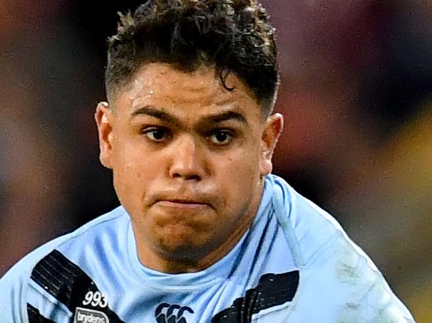 Latrell Mitchell of the Blues in action during Game 1 of the 2019 State of Origin series between the Queensland Maroons and the New South Wales Blues at Suncorp Stadium in Brisbane, Wednesday, June 5, 2019. (AAP Image/Darren England) NO ARCHIVING, EDITORIAL USE ONLY