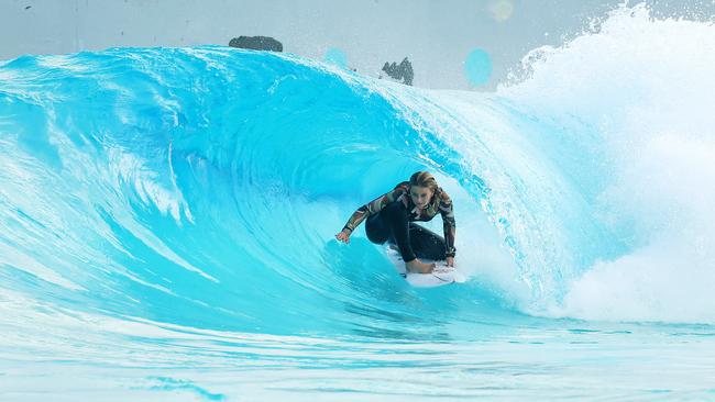Ruby Trew in a barrel at URBNSURF. Picture: Tim Hunter.