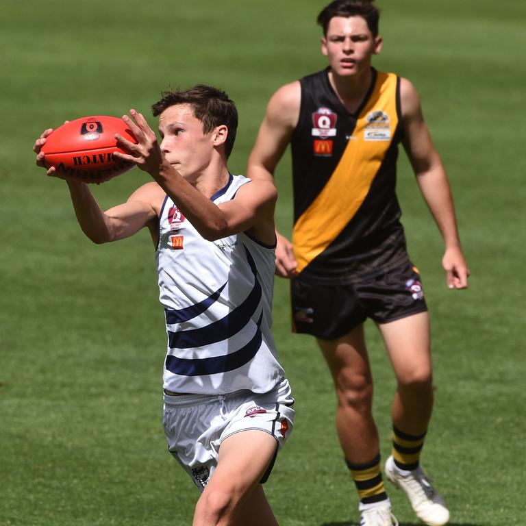 Junior under 16 Boys AFL Final between Broadbeach and Labrador. Broadbeach's Taine Dawson. (Photo/Steve Holland)