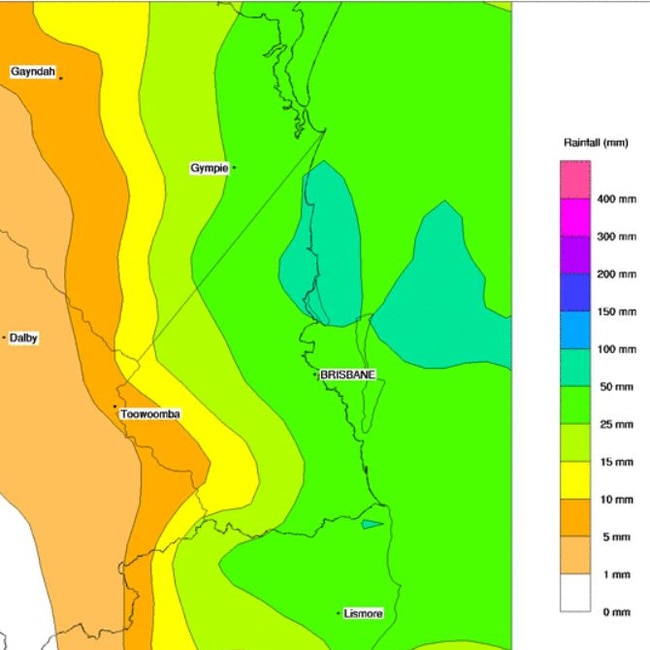 BOM forecasts for heavy rain on Sunday.