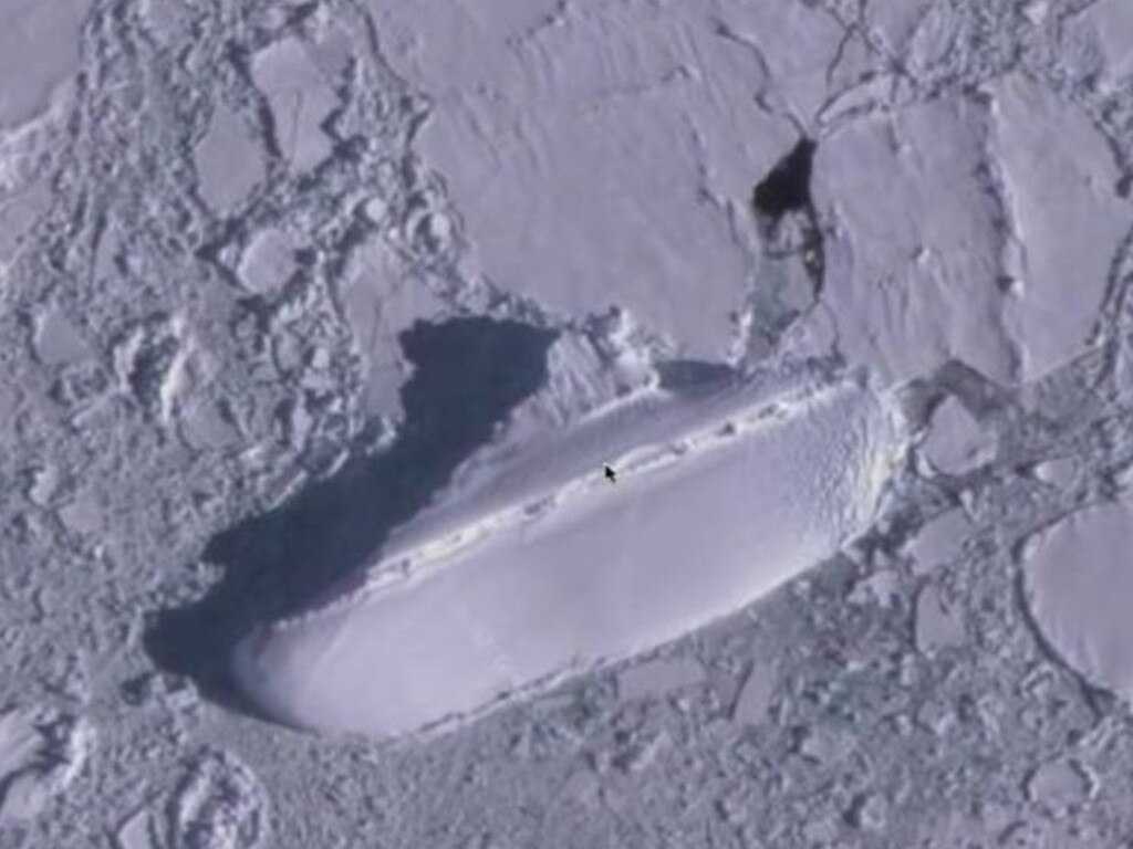 A strange 'ice ship' has been spotted on Google Earth by eagle-eyed conspiracy theorists Credit: YOUTUBE/MRMBBB333