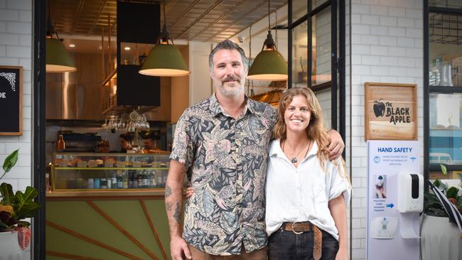 Justin Iddles and Renee Semenza outside their business at the Moonee Marketplace.