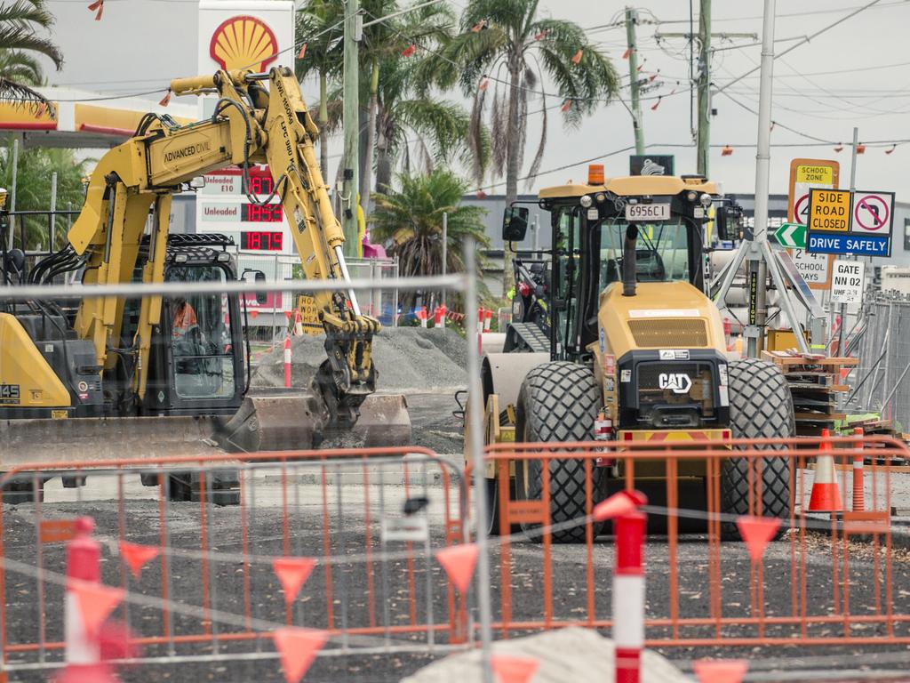 The Gold Coast Light Rail project under construction at Miami. Picture: Glenn Campbell