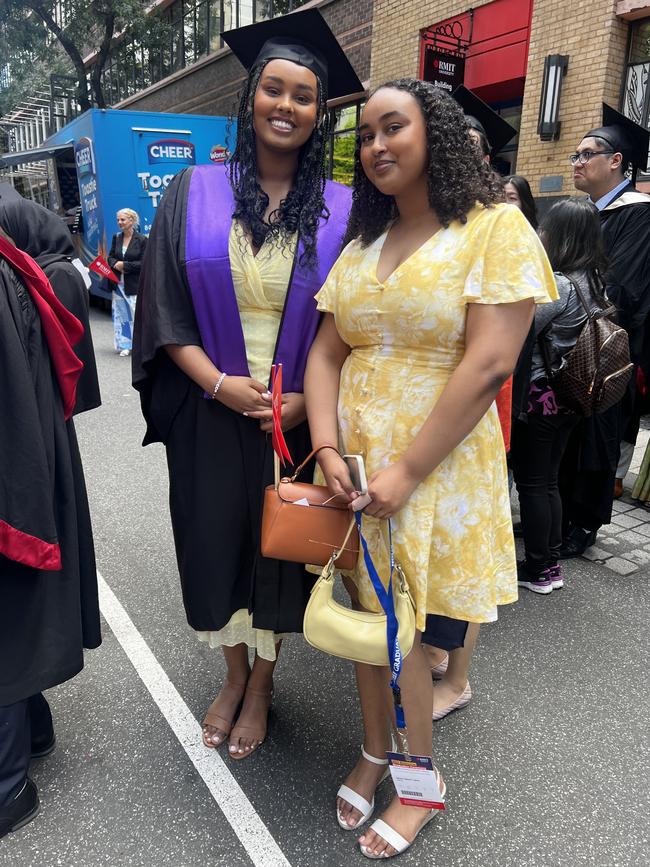 Grace Jarra (Associate Degree of Health Science) and Ruth Jarra at the RMIT University graduation day on Wednesday, December 18, 2024. Picture: Jack Colantuono