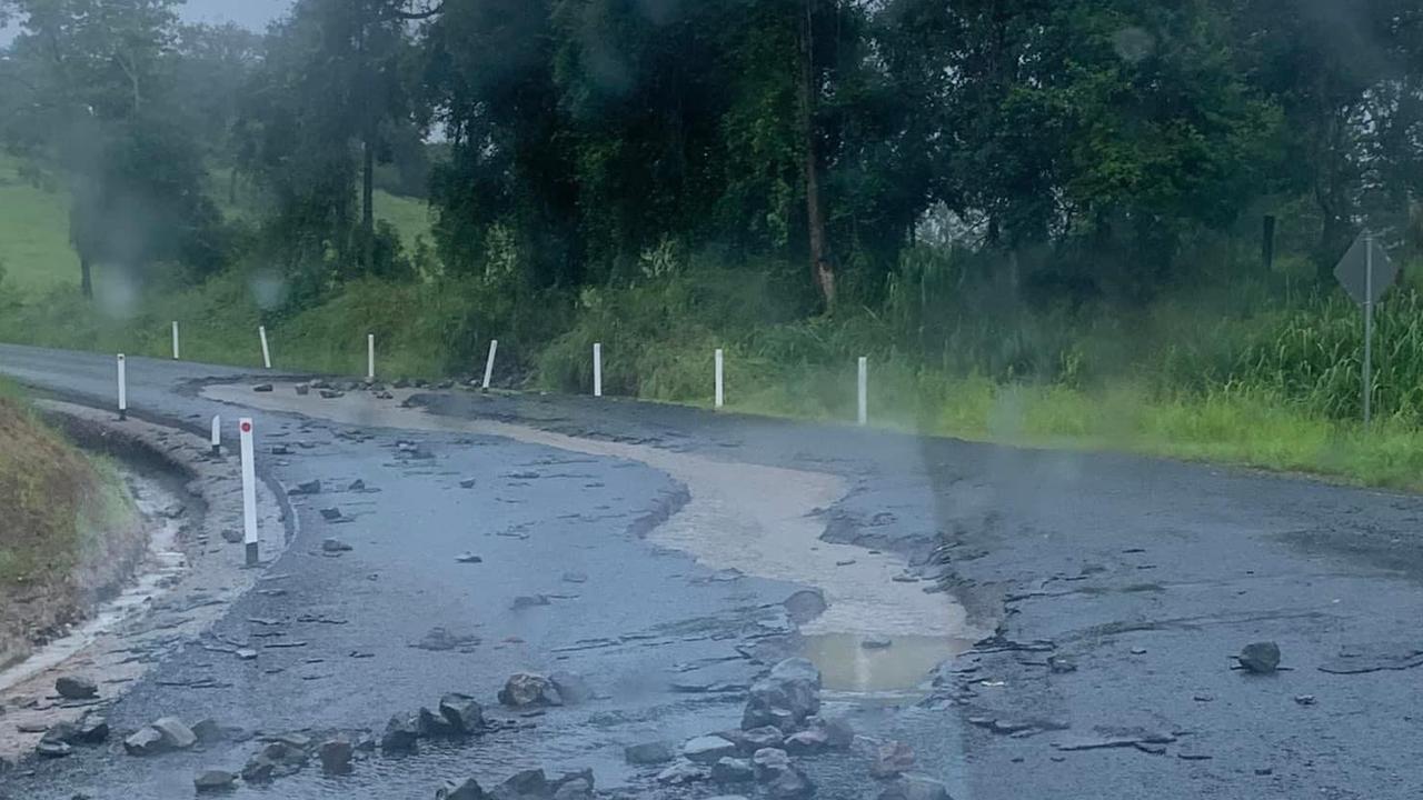 The Old Bruce Highway has copped a beating from floodwaters, as this image shared on Facebook shows.