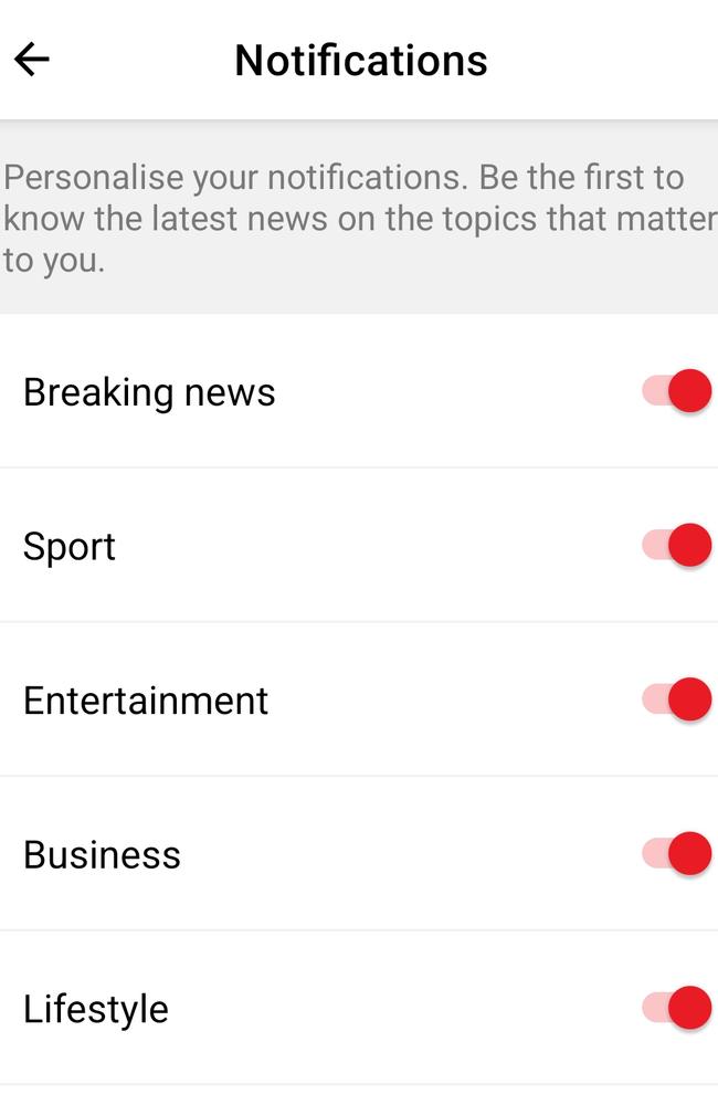 Go into The Courier-Mail app settings to set up instant news notifications.