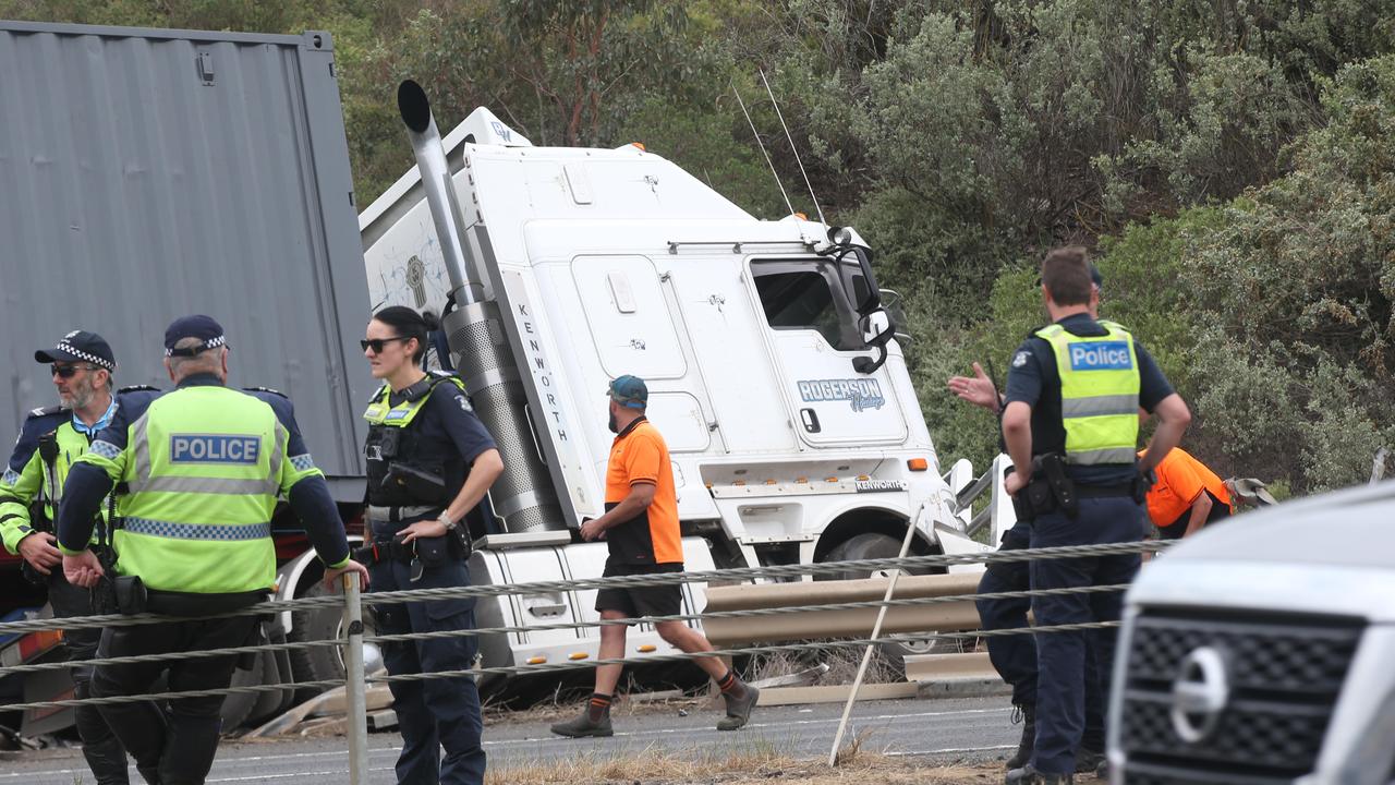 Crash on the Geelong Ring Road. Picture: Alan Barber