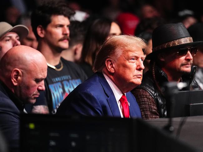 Dana White (L), with Donald Trump (C) and Kid Rock (R) at UFC 299. Picture: Getty Images