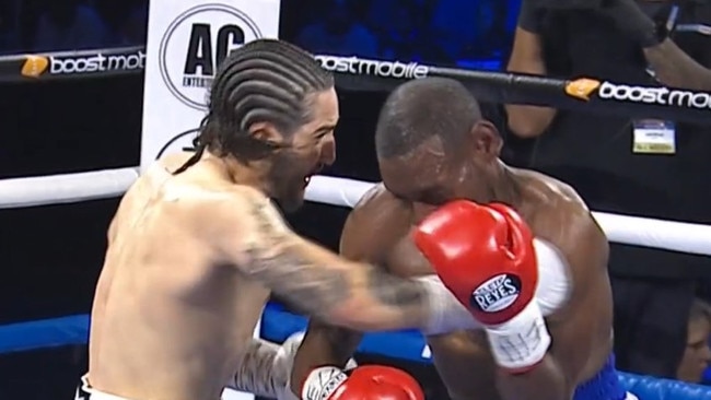 The punch that finished the fight. Photo: Fox Sports