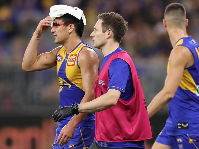 Tom Cole was also able to walk off. (Photo by Will Russell/AFL Photos via Getty Images)