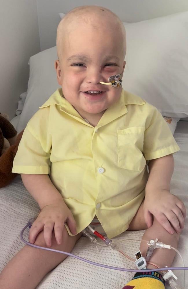 Finn celebrated his second birthday only four days after his second stem cell transplant. Picture: Ebony Taylor
