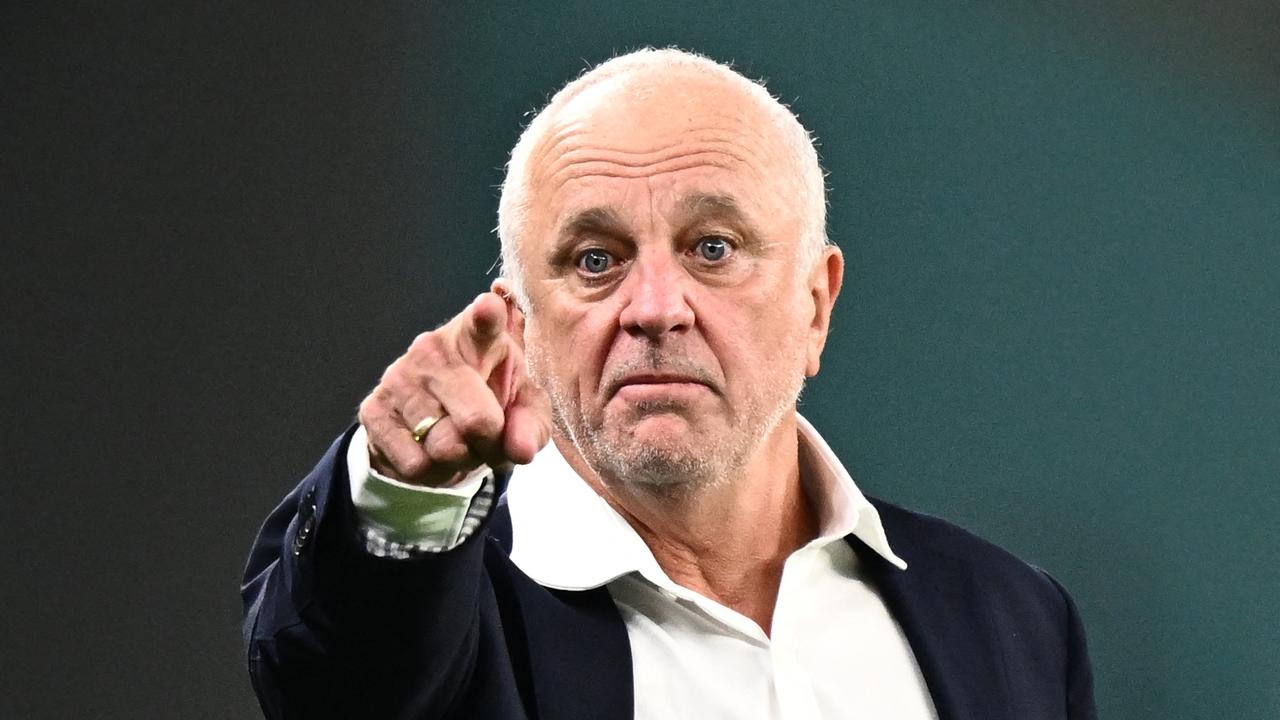 Australia's coach #00 Graham Arnold gives instructions to his players from the touchline during the Qatar 2022 World Cup Group D football match between France and Australia at the Al-Janoub Stadium in Al-Wakrah, south of Doha on November 22, 2022. (Photo by Jewel SAMAD / AFP)