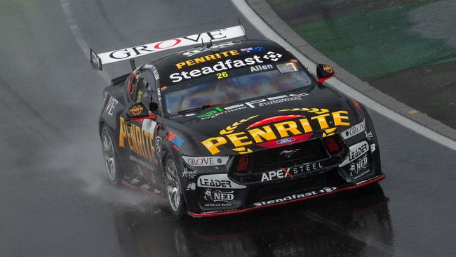 The brand displayed on the Penrite Racing Ford Mustang GT of Kai Allen on Melbourne’s Albert Park circuit. Picture: Getty Images