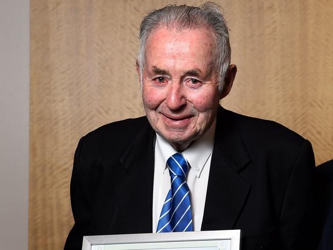 Des Lloyd (left) with John O'Brien after being inducted into the Hall of Fame. Picture: Golden Point Cricket Club.