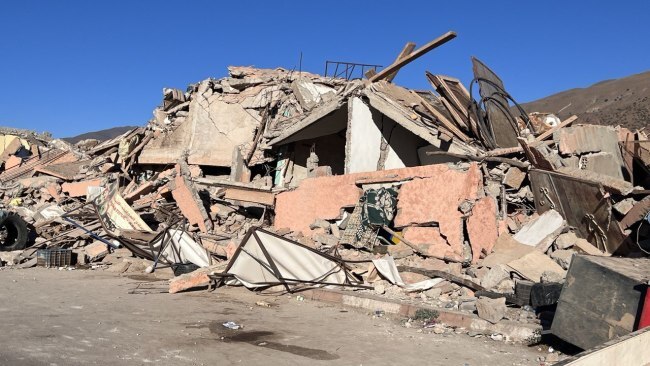 One of the many homes in Morocco that has been levelled by a 6.8 magnitude that struck the  country on Friday night. Picture: Said Echarif/Anadolu Agency via Getty Images