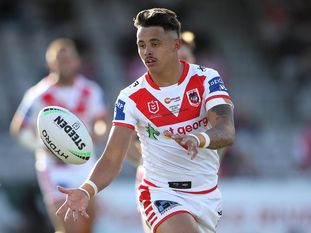 Jayden Sullivan was the first of the trio to make his NRL debut. Picture: Mark Kolbe/Getty Images