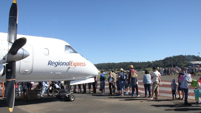 UP IN THE AIR: At the 2017 Lismore Aviation Expo, hundreds of people queued up to see the inside of a REX Airline s SAAB 340.