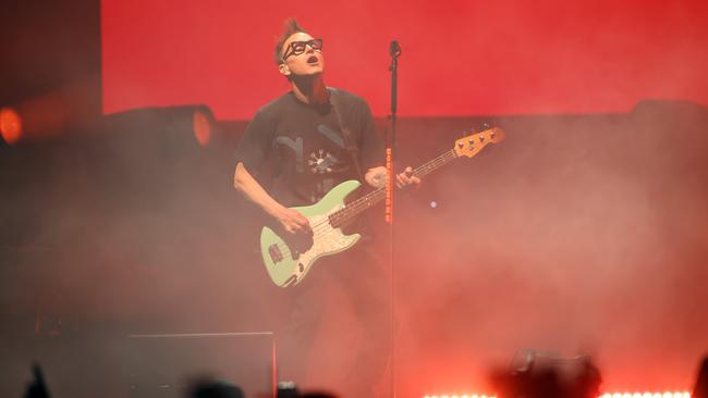 Mark Hopes of Blink 182 at the Adelaide Entertainment centre. Picture: Kelly Barnes