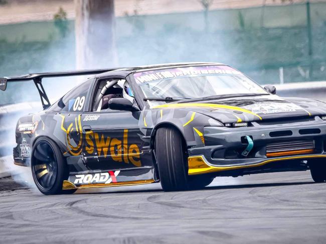 Drift car racing star Brendan Bennett from Macksville in action.