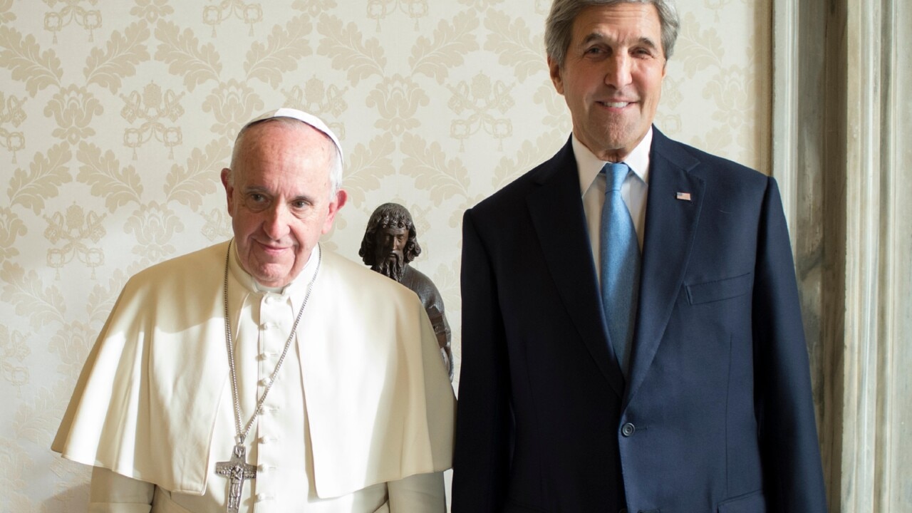 'The Pope and the Dope': John Kerry 'begs Pope Francis' to join global warming religion
