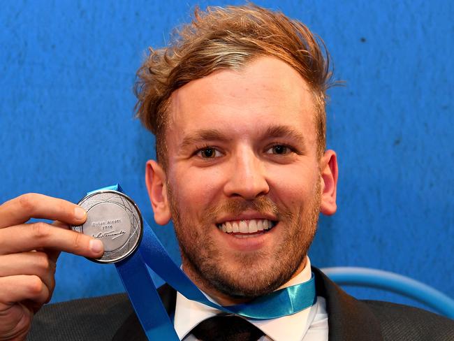 Dylan Alcott poses after winning the Newcombe Medal at the 2016 Newcombe Medal at Crown Palladium. Picture: Quinn Rooney/Getty Images