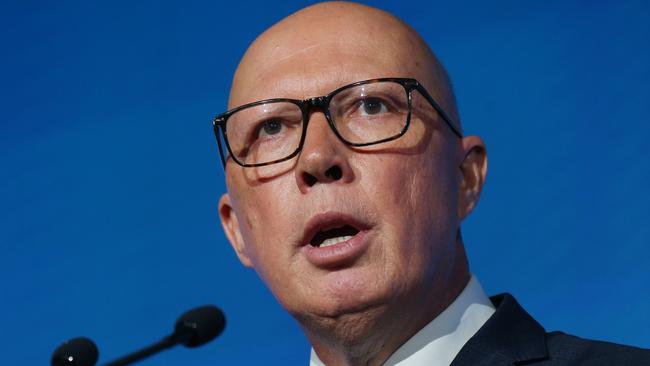 Opposition leader Peter Dutton gives keynote address at the Menzies Research Centre event held at the Shangri-La Hotel in Sydney. Britta Campion / The Australian