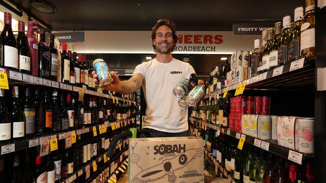 Sobah founder and psychologist Clinton Schultz supplies his non alcoholic beer throughout BWS and other big liquor stores. Picture: Picture Glenn Hampson