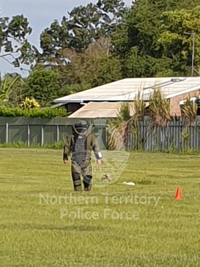 A pipe bomb was found in Moulden, Palmerston. Picture: PFES Media