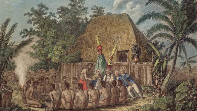 An Offering before Captain Cook in the Sandwich Islands, from A Voyage to the Pacific Ocean by James Cook, engraved by Samuel Middiman and John Hall, 1784