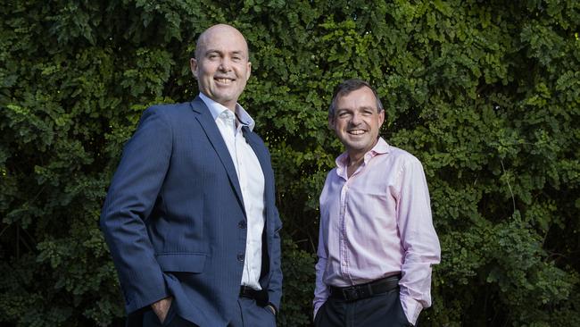 Luke Bunbury and Steve Weston are the co-founders of Volt Bank. Picture: Hollie Adams/The Australian