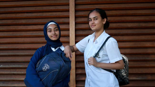 Aisheeya Huq 16 (R) and Rifah Ahmed 16 will both be attending the climate change protest. Picture: Toby Zerna