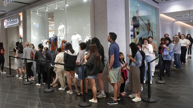 Lululemon had to implement crowd control measures as bargain hunters flocked to the store. Picture: David Crosling