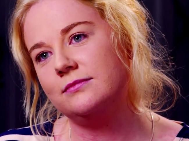 Cassie Sainsbury came across oddly relaxed throughout the prison interview. Picture: Channel 9.