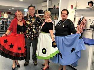 ROCKING IT: Getting into the swing of the Cooly Rocks On Festival are Tweed Heads Vinnes shop volunteers Julie Robins, Trevor Mazey, Christine Jones and Kerrie Dixon with their retro clothing. Picture: Contributed